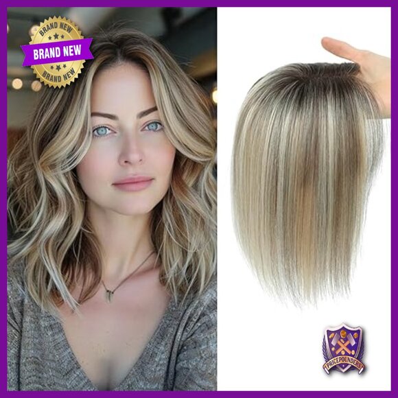 10 Inch Human Hair Topper Swiss Base Handmade Hairpiece for Thinning Hair